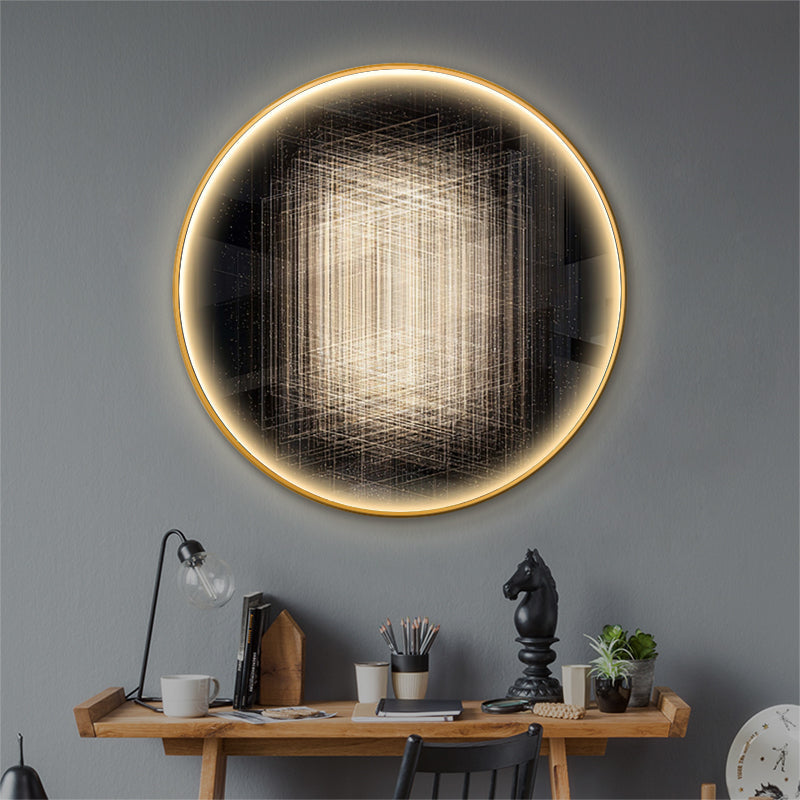 FINAL Single Circle Canvas / Crystal Porcelain / LED Wall Art Lamp Abstract Wall Hanging