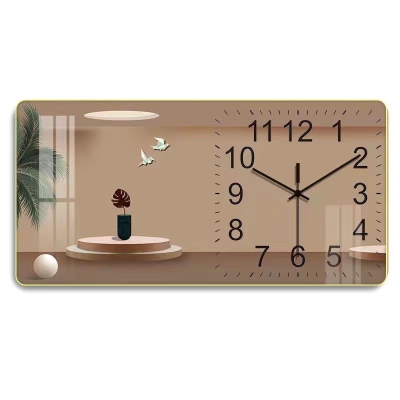 Rectangular Crystal Porcelain Clock Wall Hanging