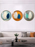 3PC Same Size Circle Canvas / Crystal Porcelain / LED Wall Art Lamp Abstract Wall Hanging