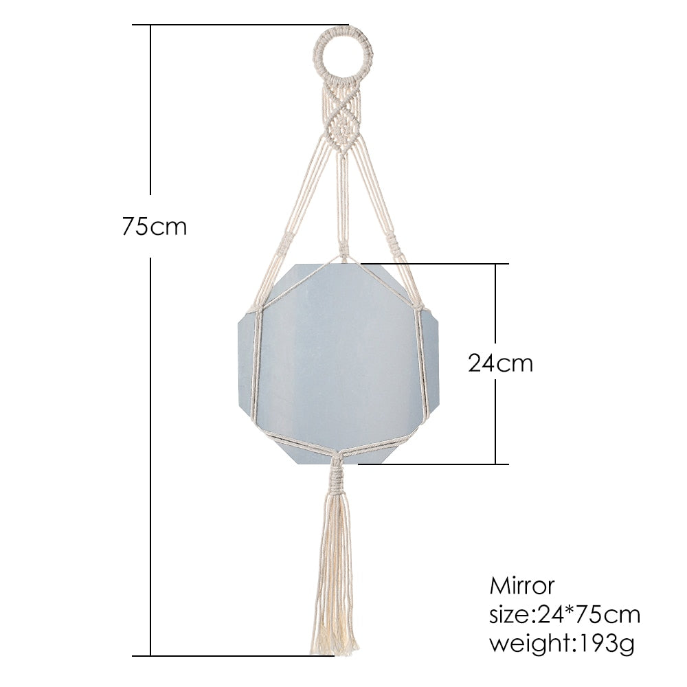 Handloom Wall Decor -  Mirror Boho Woven Mirror Tapestry