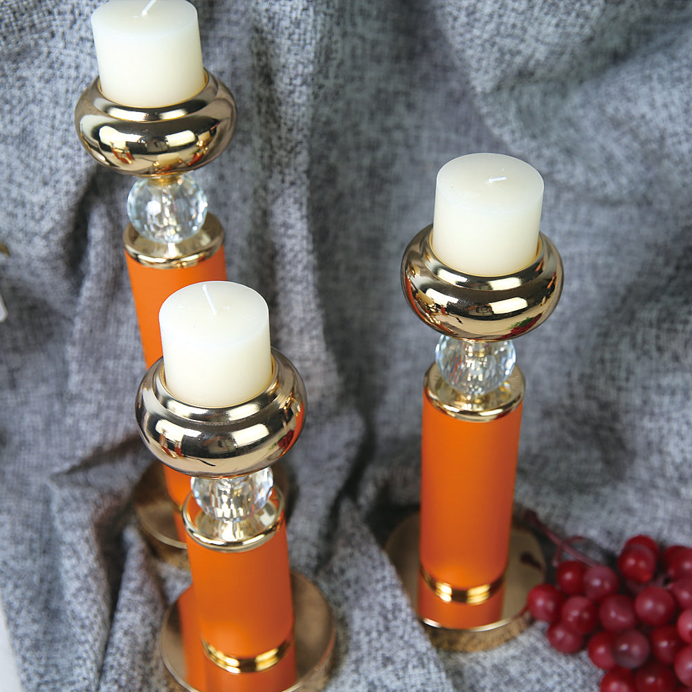 Candleholders -  Metal Crystal Pillar Shape