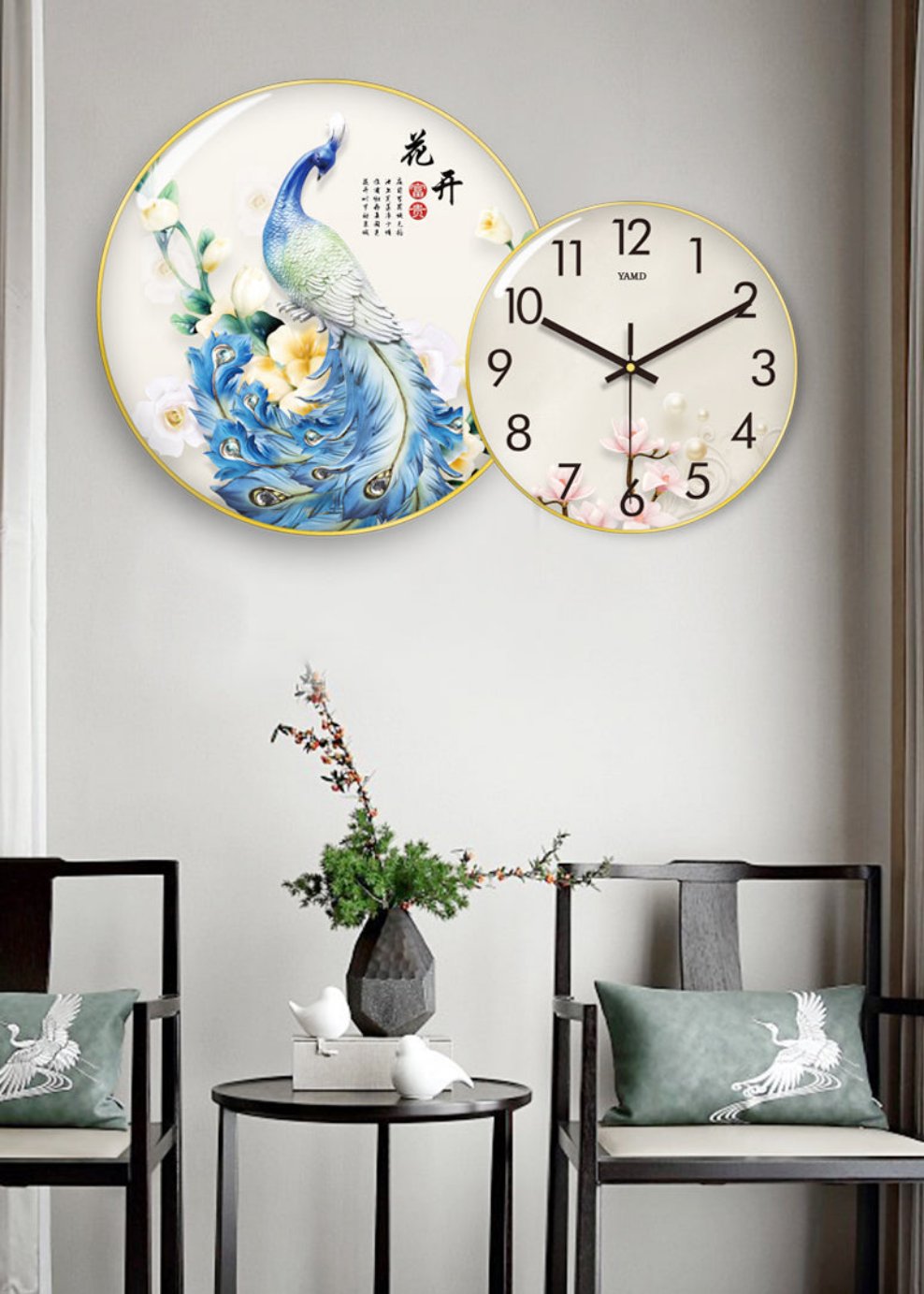 Clock Circle Crystal Porcelain Abstract Wall Hanging