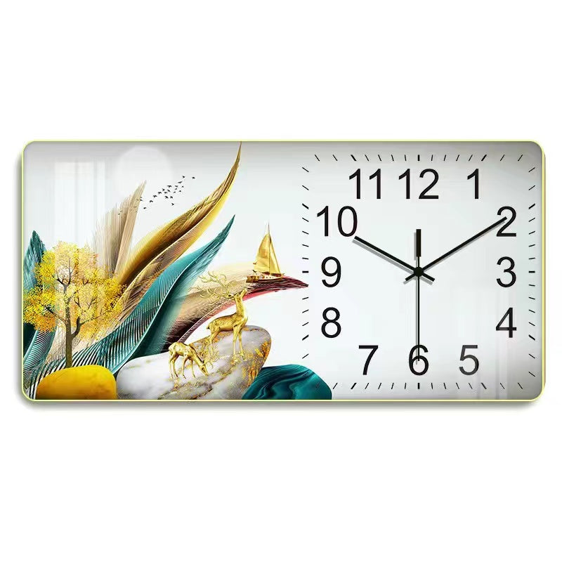 FINAL Rectangular Landscape Crystal Porcelain Clock Wall Hanging