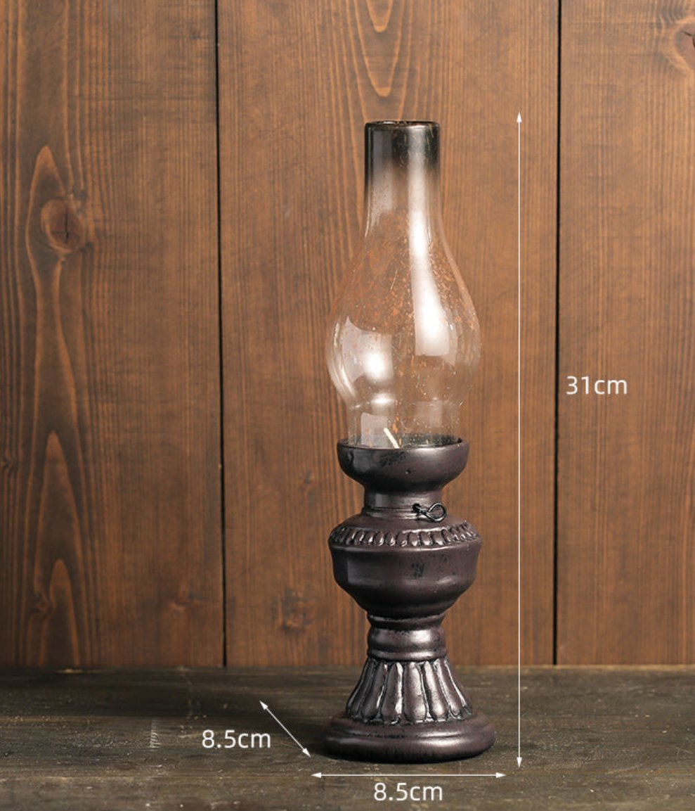 Candleholder -  Antique Glass Cover Lantern Candelabra Kerosene Lamp