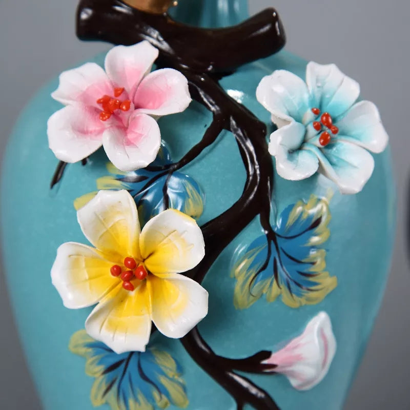 Ceramic 3PC Vases/ Jars set  with Ceramic Plate