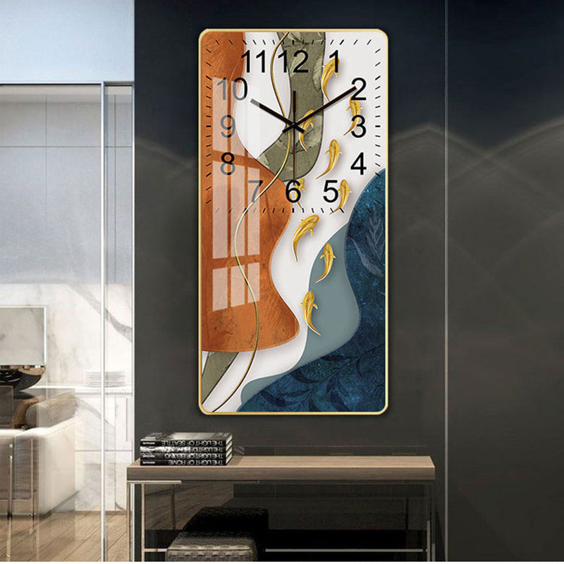 Rectangular Vertical Crystal Porcelain Clock Wall Hanging