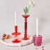 Candleholder and Vase - Red Glass Taper Candle Holder Table Decoration