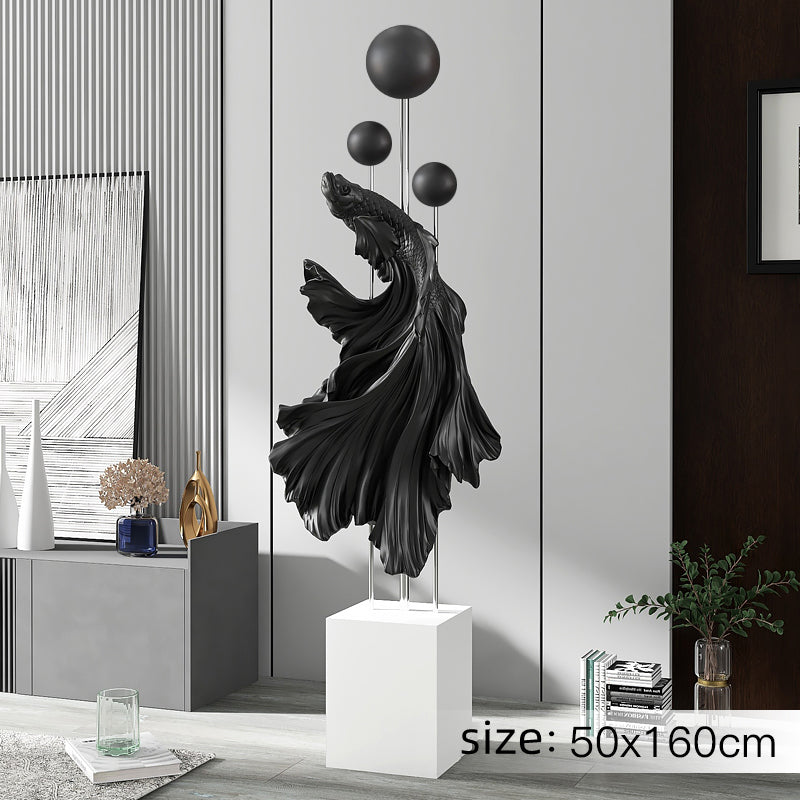 Floor Free Standing Large Ornament - Fighting Fish