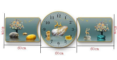 Canvas Landscape Different Shapes Clock 3 PC set - Deer Clock Design