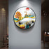 FINAL Single Circle Canvas / Crystal Porcelain / LED Wall Art Lamp Abstract Wall Hanging