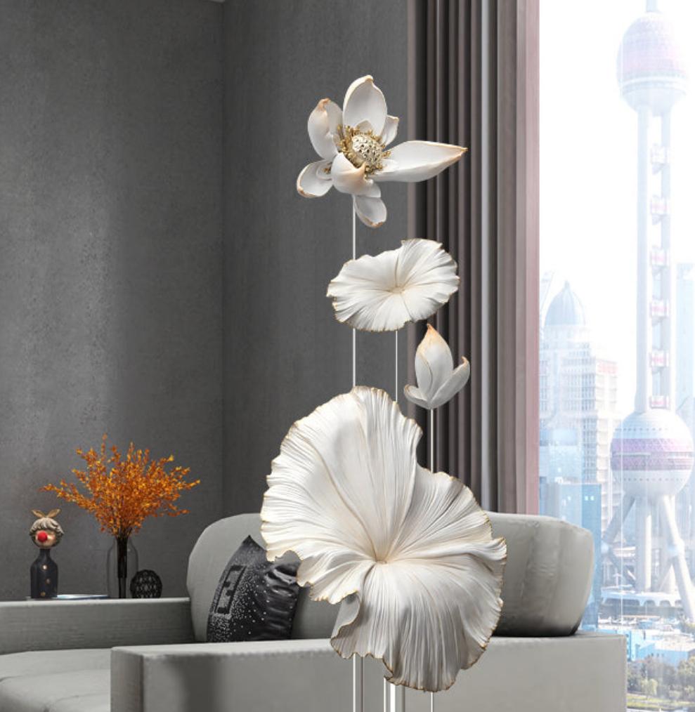 Floor  Free Standing Large Ornaments - Lotus Leaves and Flower