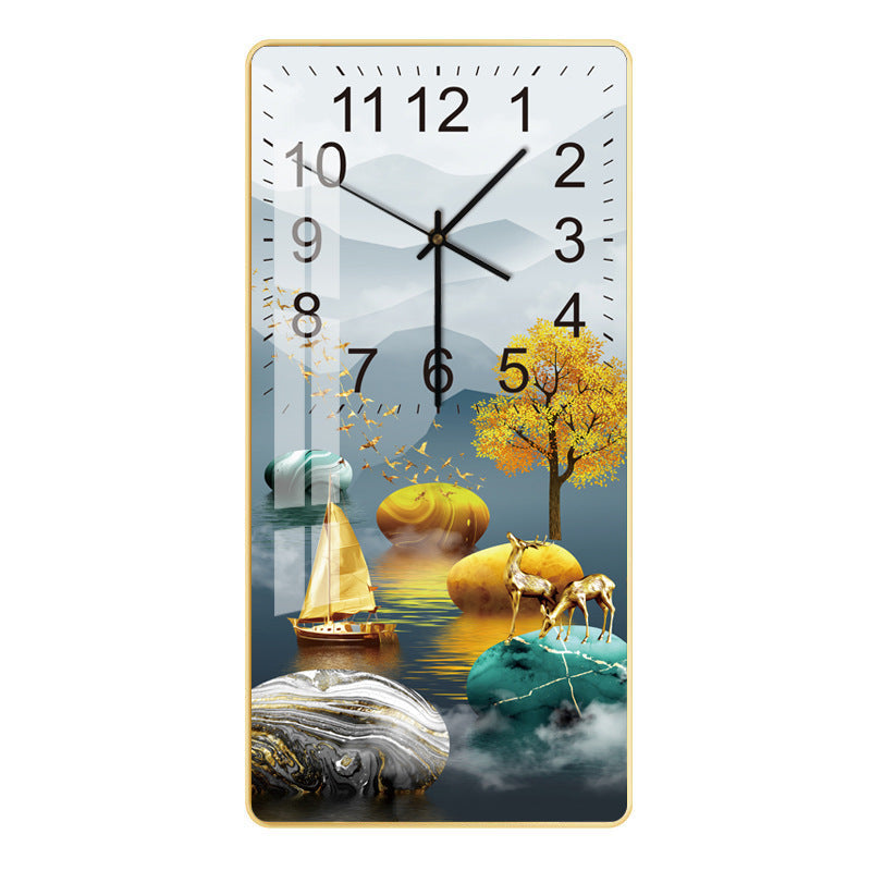 Rectangular Vertical Crystal Porcelain Clock Wall Hanging