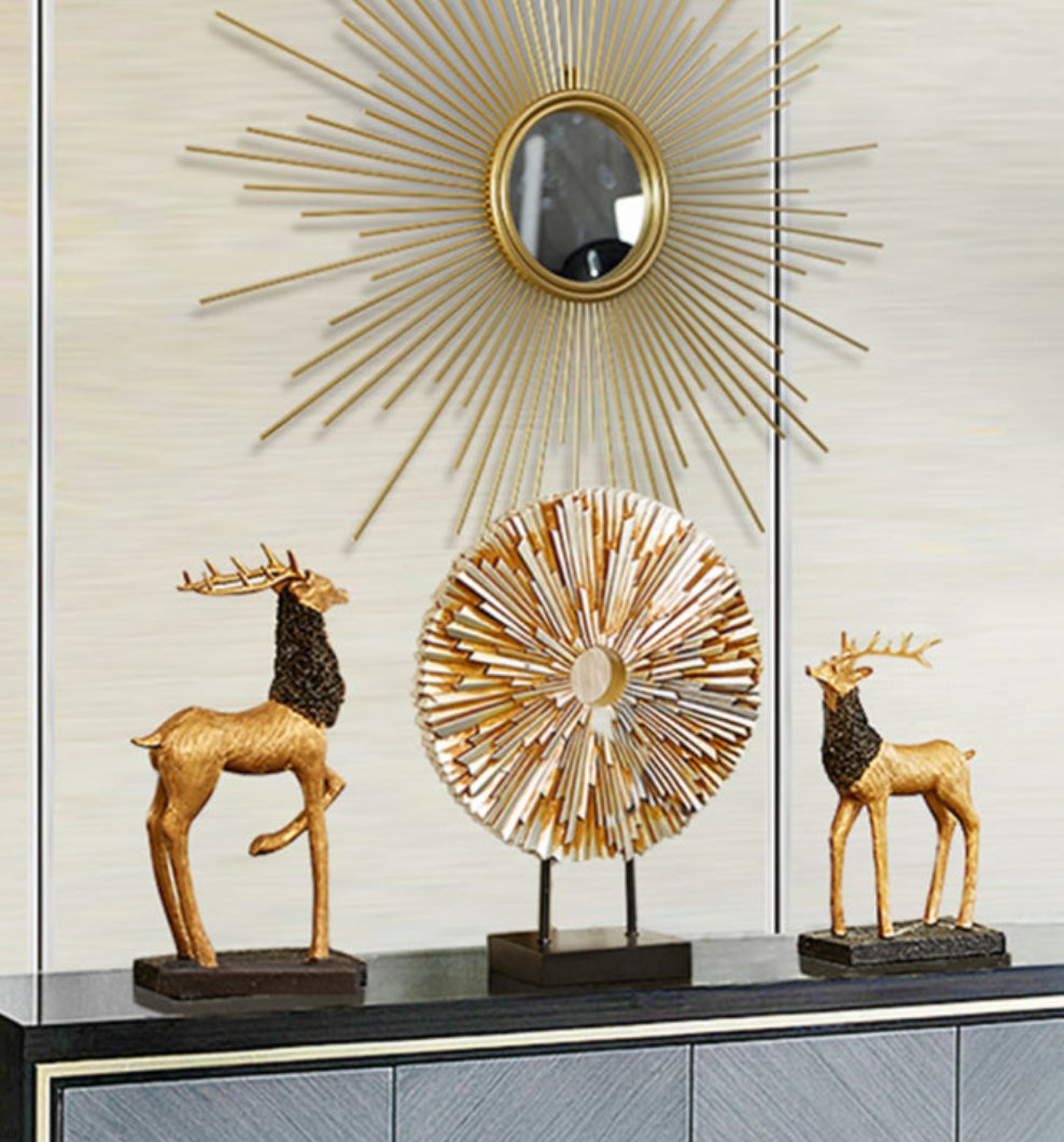 Standing Disk - Modern Luxury Resin Lucky Deer and Decorative Standing Disk Set