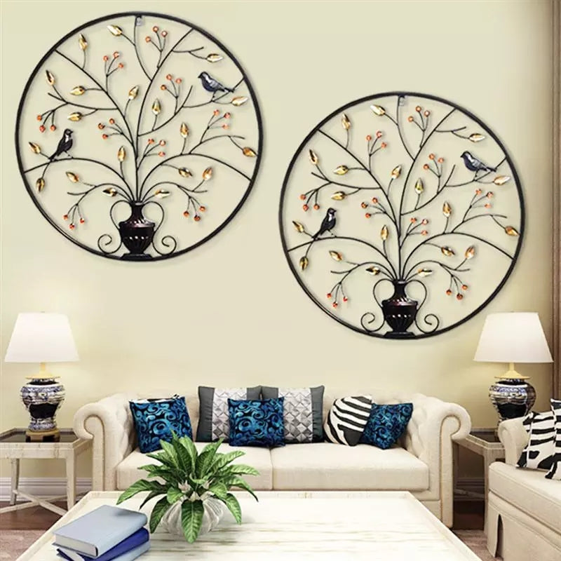 Metal Wall Art Decoration - Bird Tree