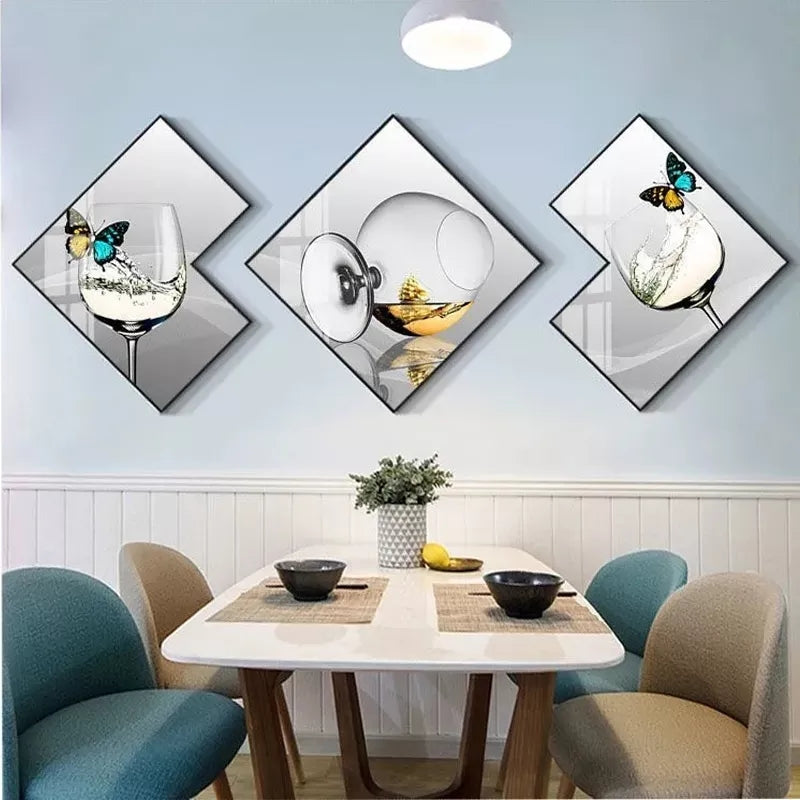 Canvas Landscape Different Shapes 3 PC set Food and Drinks designs
