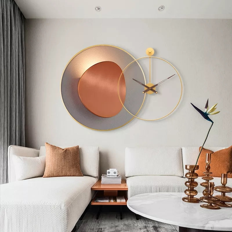 Metal Circle Clock - Crystal Porcelain Abstract Wall Hanging