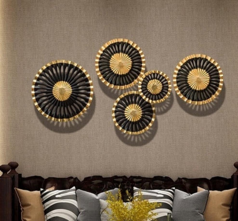 Metal Wall Art -  Wall Hanging Living Room Background Wall Pendant Luxury Decor