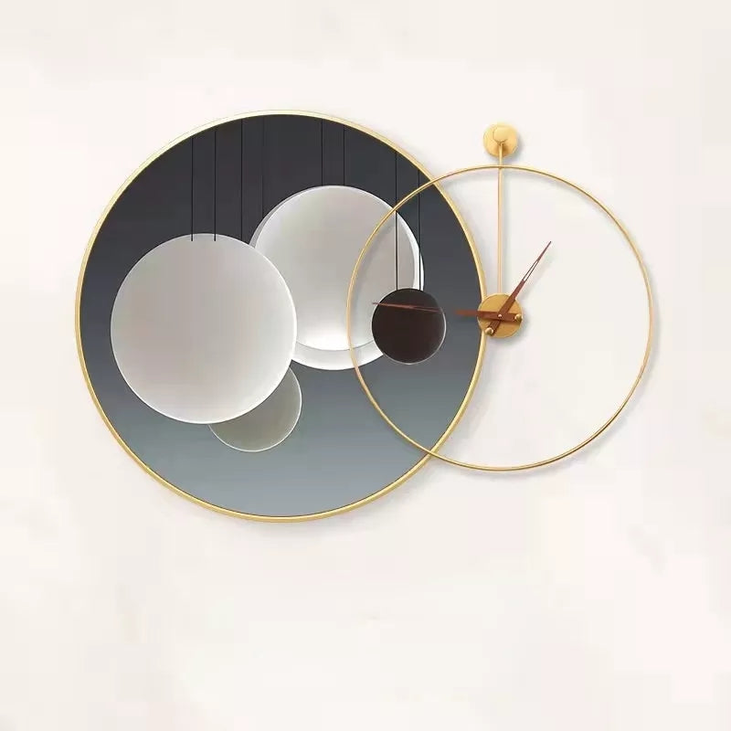 Circle Metal Clock and Circle Crystal Porcelain Wall Hanging