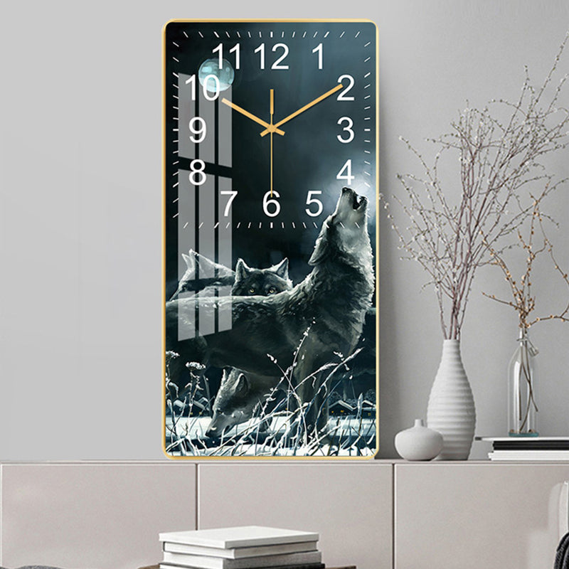 Rectangular Vertical Crystal Porcelain Clock Wall Hanging