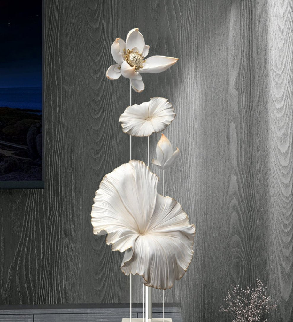 Floor  Free Standing Large Ornaments - Lotus Leaves and Flower