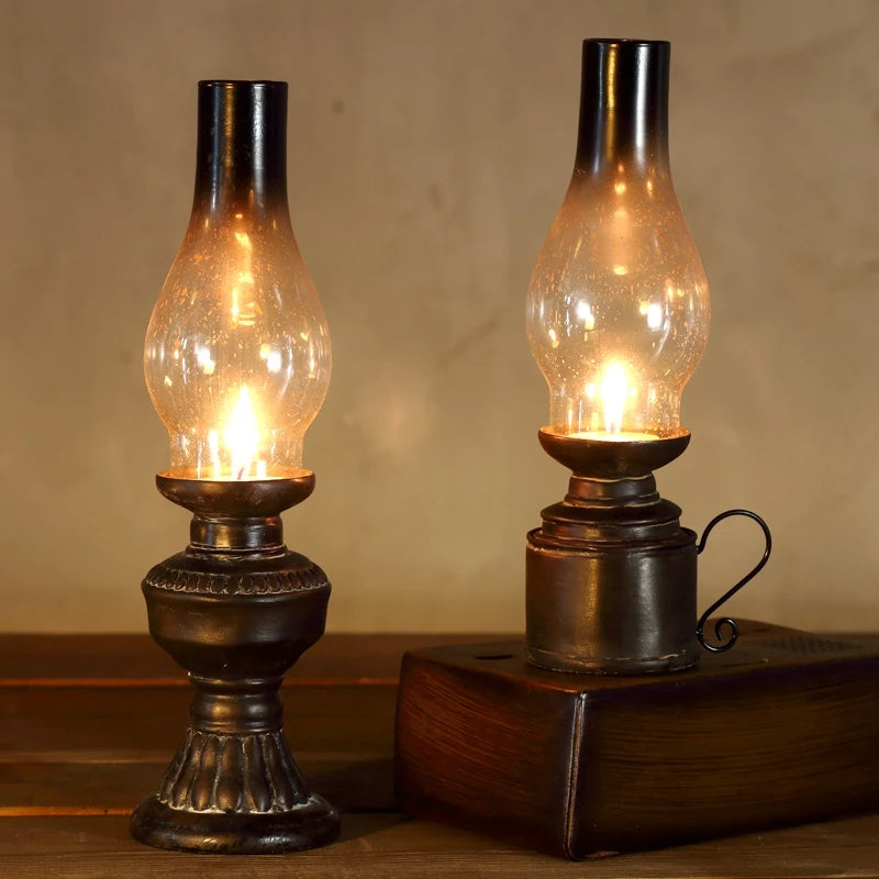 Candleholder -  Antique Glass Cover Lantern Candelabra Kerosene Lamp
