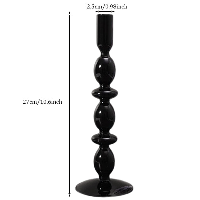 Candleholder -  Black Glass Flower Vase