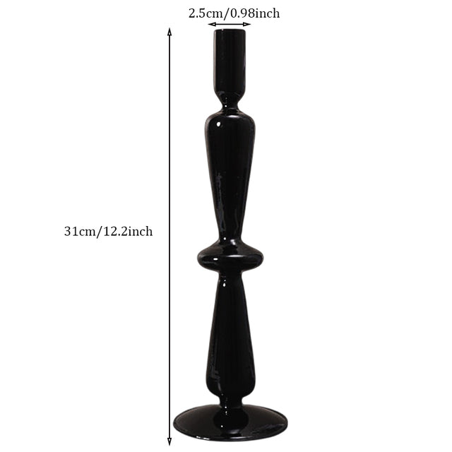 Candleholder -  Black Glass Flower Vase