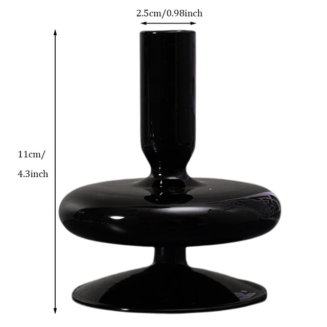 Candleholder -  Black Glass Flower Vase