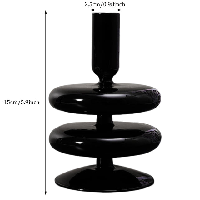 Candleholder -  Black Glass Flower Vase