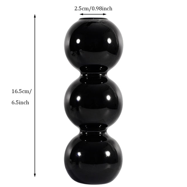 Candleholder -  Black Glass Flower Vase