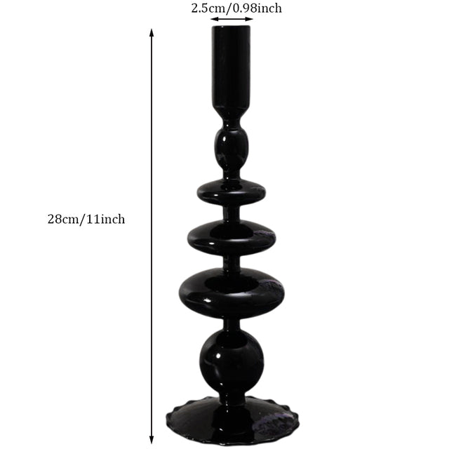 Candleholder -  Black Glass Flower Vase