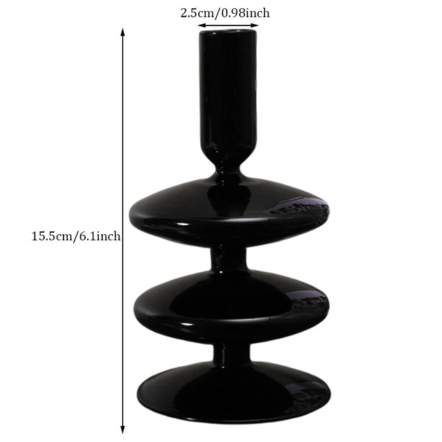 Candleholder -  Black Glass Flower Vase