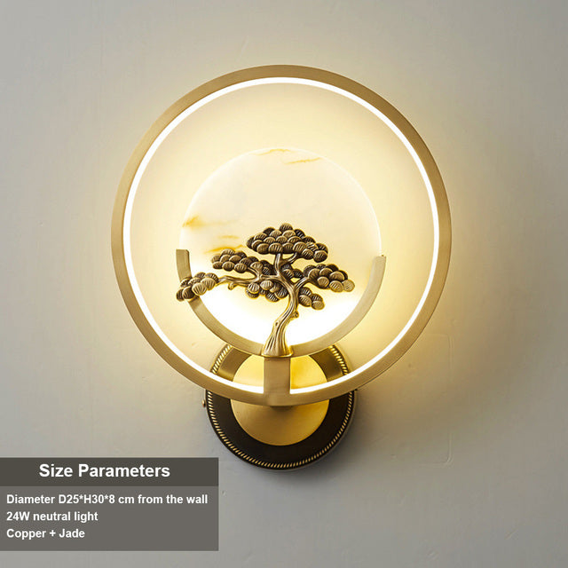 FINAL LED Chines Copper and Jade  Wall Lamp