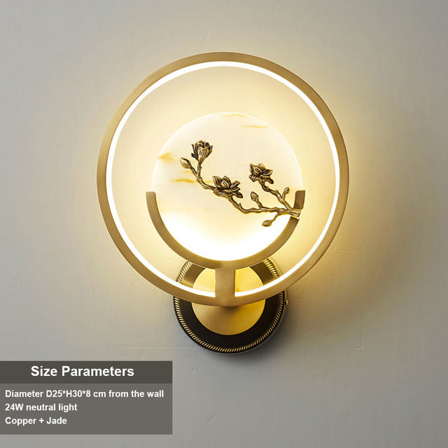 FINAL LED Chines Copper and Jade  Wall Lamp