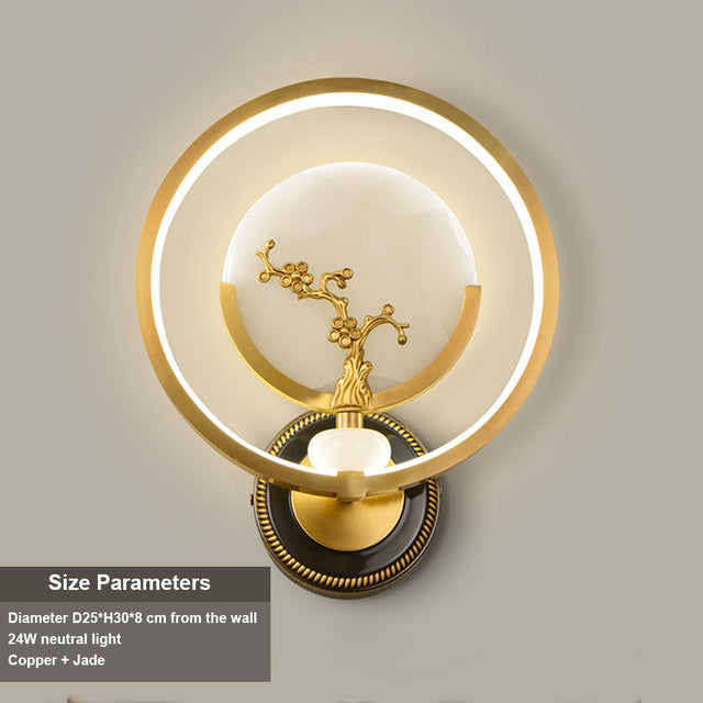FINAL LED Chines Copper and Jade  Wall Lamp