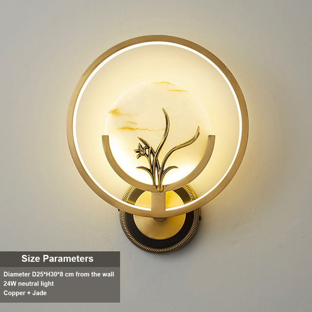 FINAL LED Chines Copper and Jade  Wall Lamp