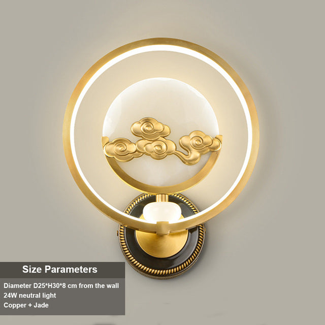 FINAL LED Chines Copper and Jade  Wall Lamp