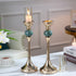 Candle Holders - Metal Candlestick Gold Columns and table Clock