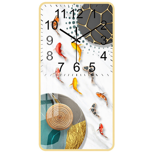 Rectangular Vertical Crystal Porcelain Clock Wall Hanging