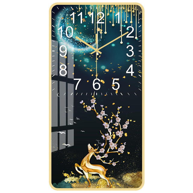 Rectangular Vertical Crystal Porcelain Clock Wall Hanging