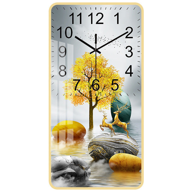 Rectangular Vertical Crystal Porcelain Clock Wall Hanging