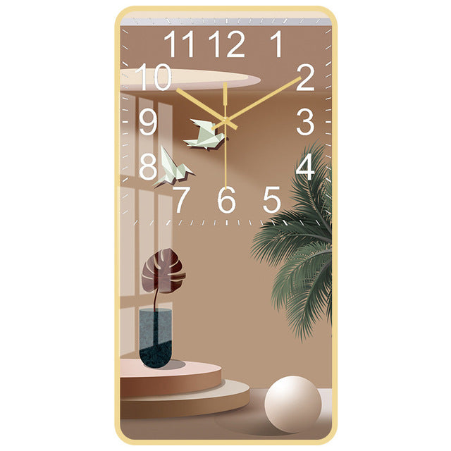 Rectangular Vertical Crystal Porcelain Clock Wall Hanging
