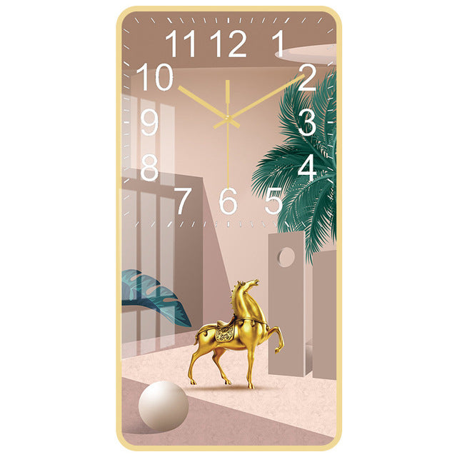 Rectangular Vertical Crystal Porcelain Clock Wall Hanging