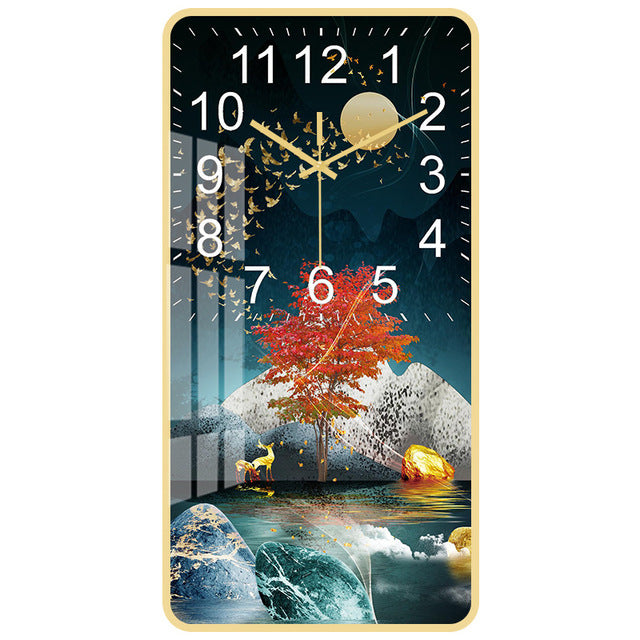 Rectangular Vertical Crystal Porcelain Clock Wall Hanging