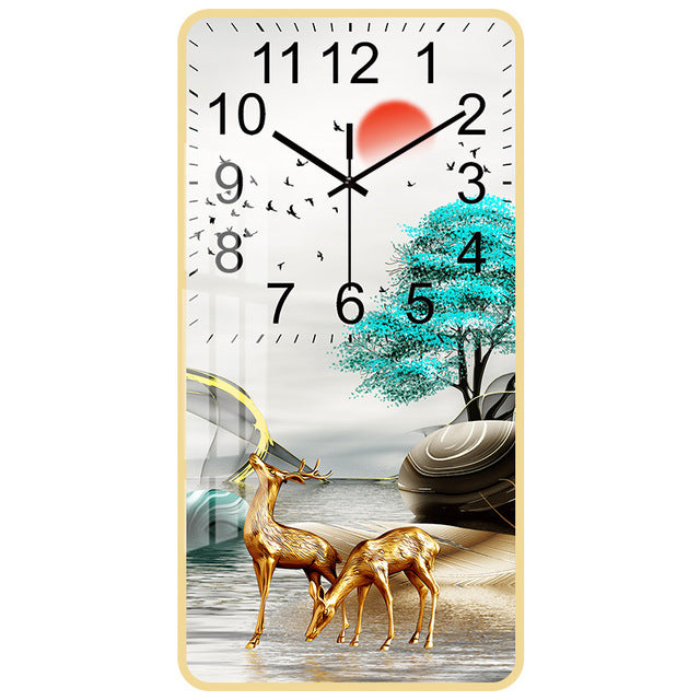 Rectangular Vertical Crystal Porcelain Clock Wall Hanging