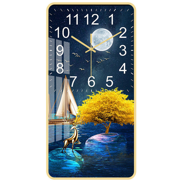 Rectangular Vertical Crystal Porcelain Clock Wall Hanging