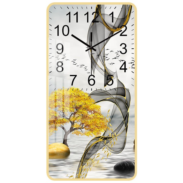 Rectangular Vertical Crystal Porcelain Clock Wall Hanging