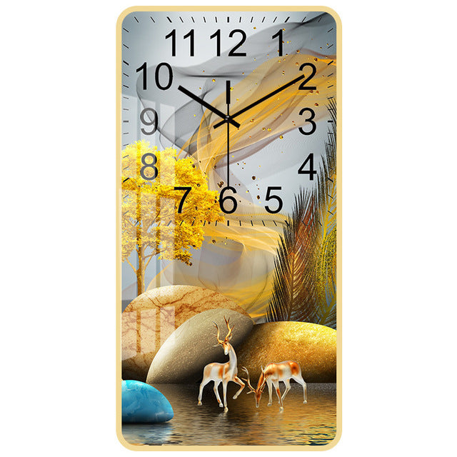 Rectangular Vertical Crystal Porcelain Clock Wall Hanging