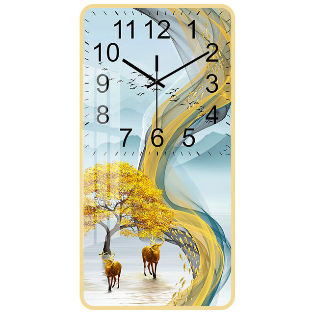 Rectangular Vertical Crystal Porcelain Clock Wall Hanging