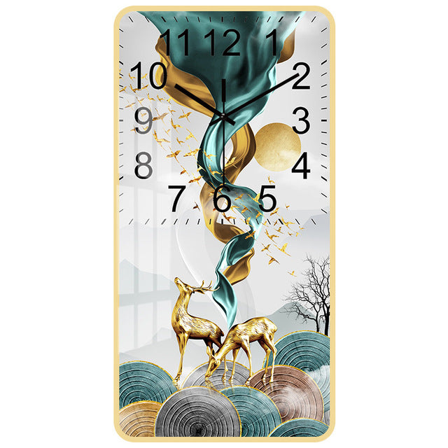 Rectangular Vertical Crystal Porcelain Clock Wall Hanging